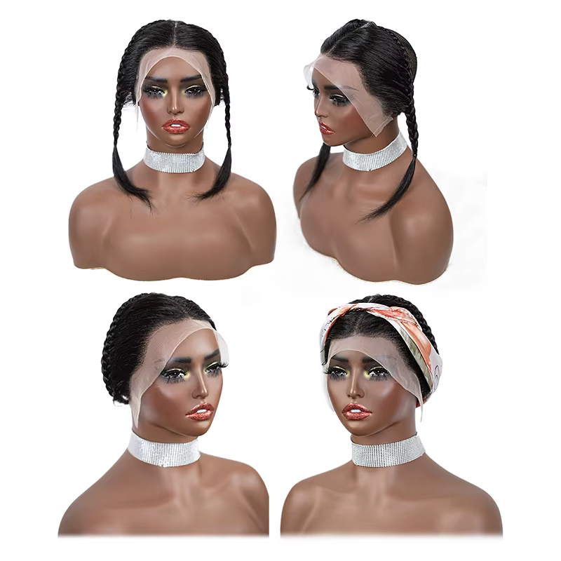 10 pouces 13x4 pouces dentelle avant tresse perruque noir Gele avant perruque 100% cheveux humains avec bébé cheveux perruque pour les femmes