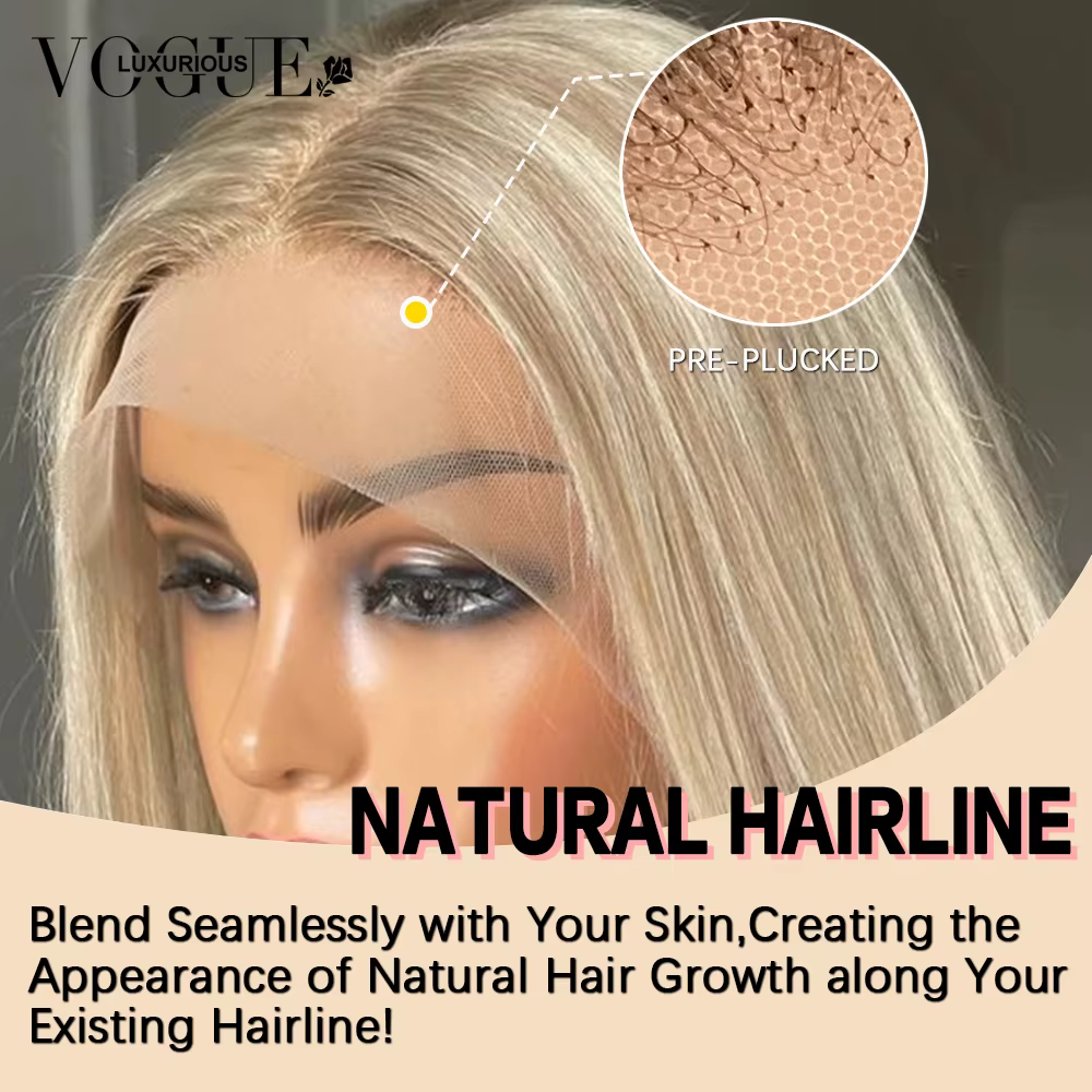 LUX VOGUE mettre en évidence la poussière mat or Balayage couleur perruque élégante droite 100% vierge cheveux