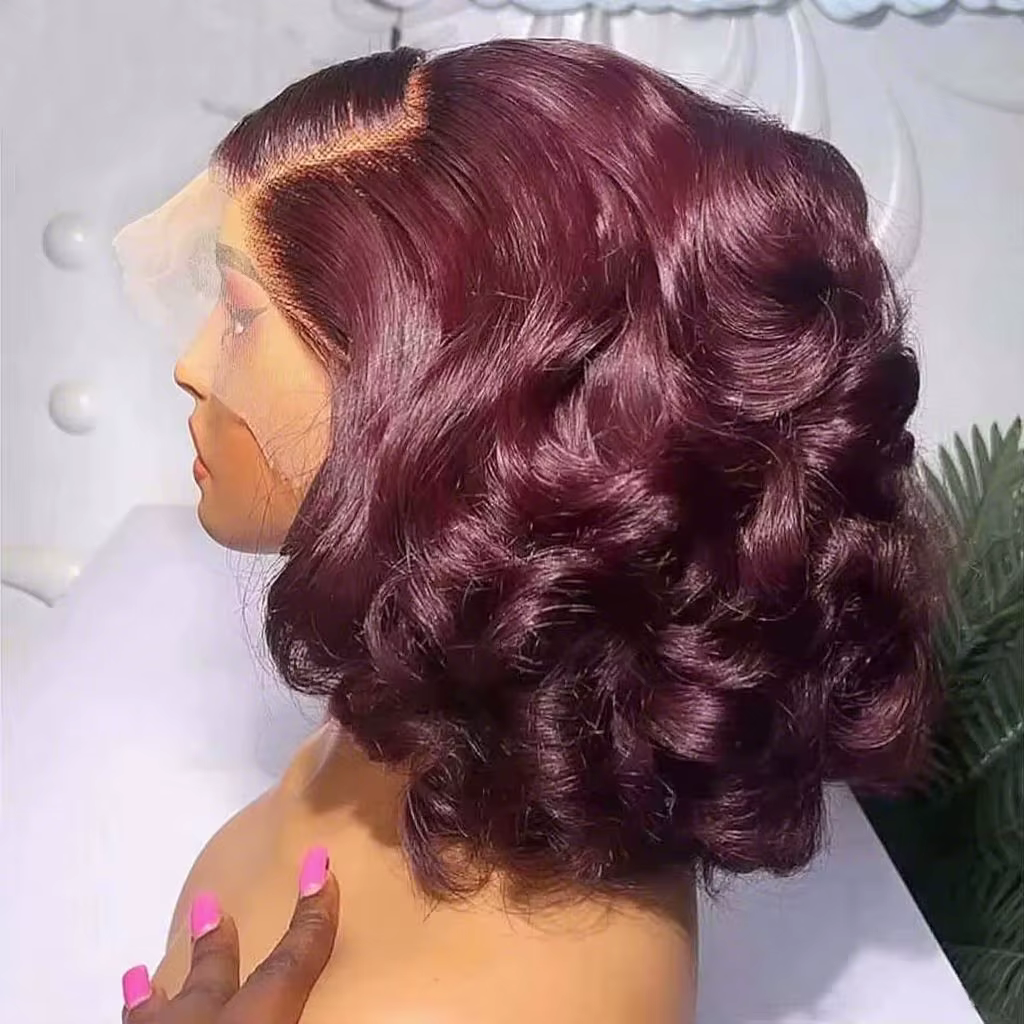 Perruque courte à ondulations profondes en cheveux humains