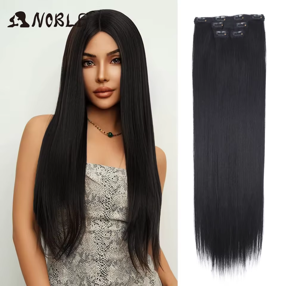 Noble cheveux synthétiques pince Extensions