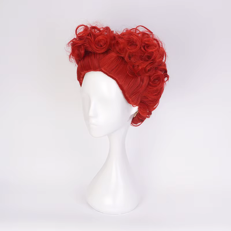 Perruque synthétique courte bouclée rouge la reine rouge