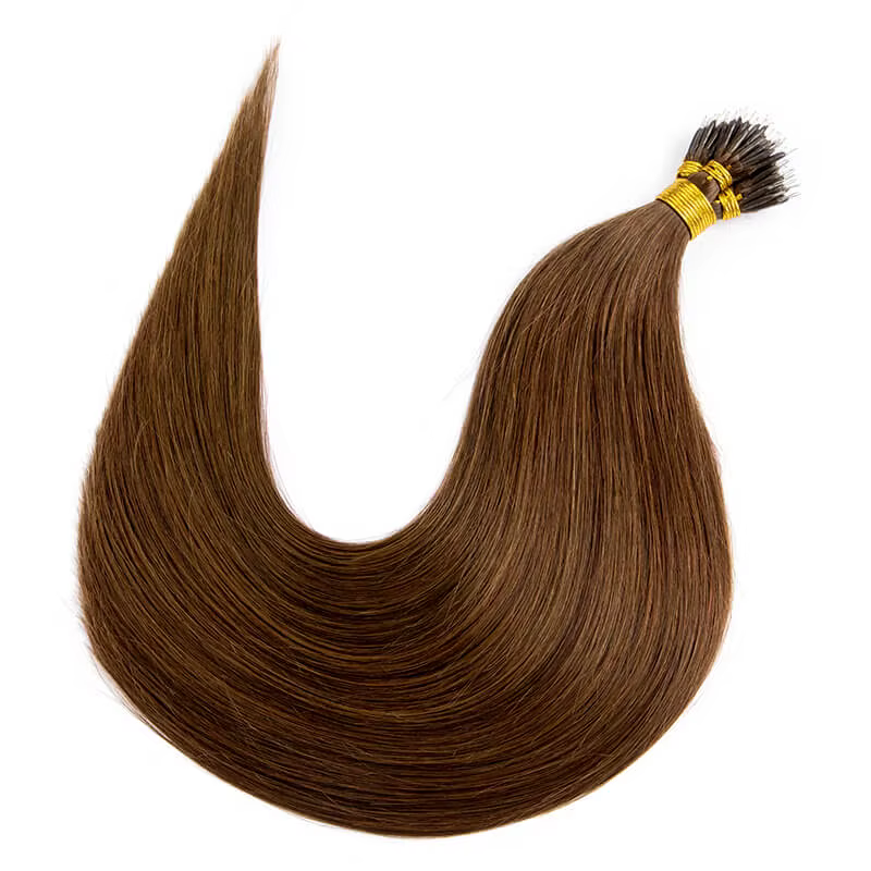Extensions de cheveux naturels à micro-anneaux Nano lisses, 50 pièces/ensemble, brun clair, 50g 100g