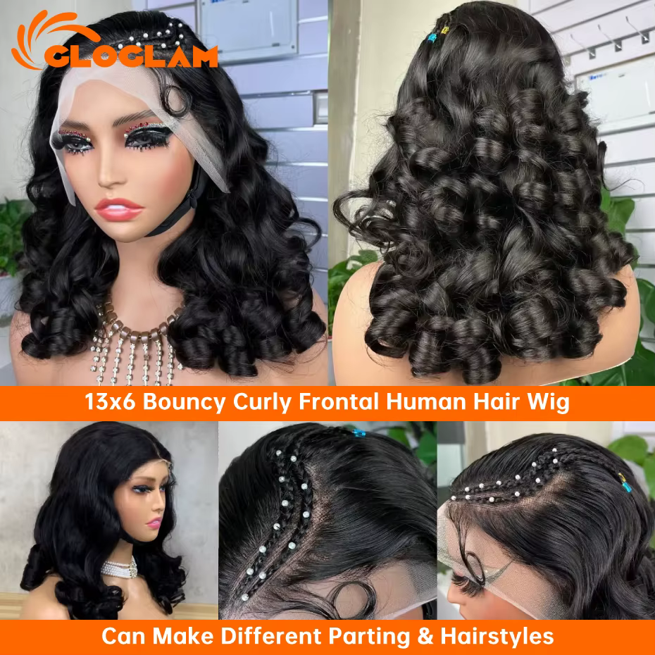 Perruque Lace Front Wig brésilienne bouclée et rebondissante