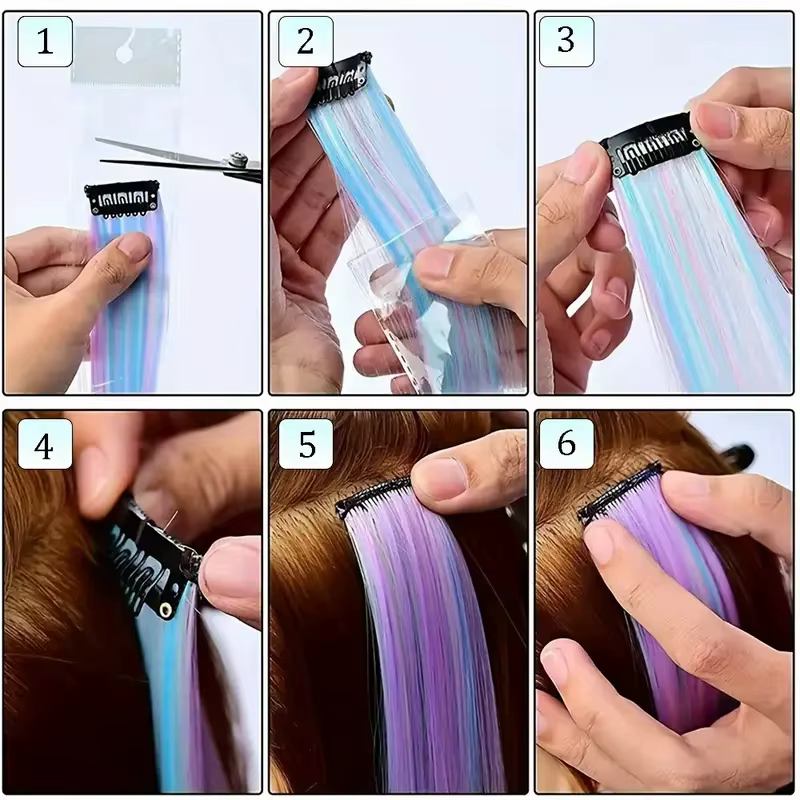 Extensions de cheveux licorne 6 pièces 22 pouces
