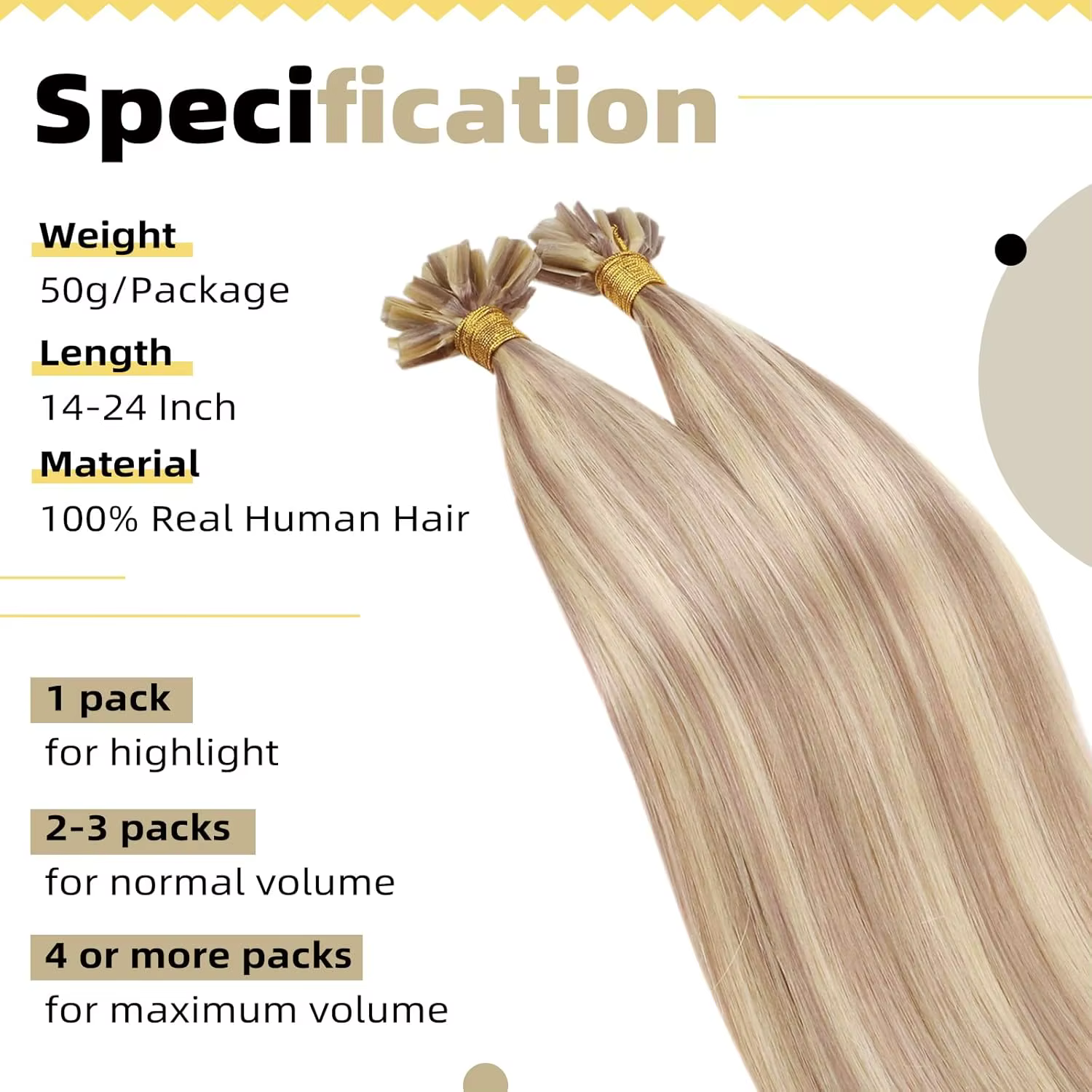 Extensions de cheveux Ugeat U Tip Capsules Kératine Pré-collées