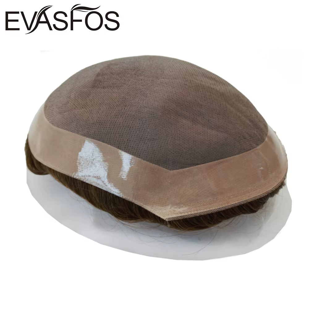 Perruque toupet de cheveux humains naturels pour hommes
