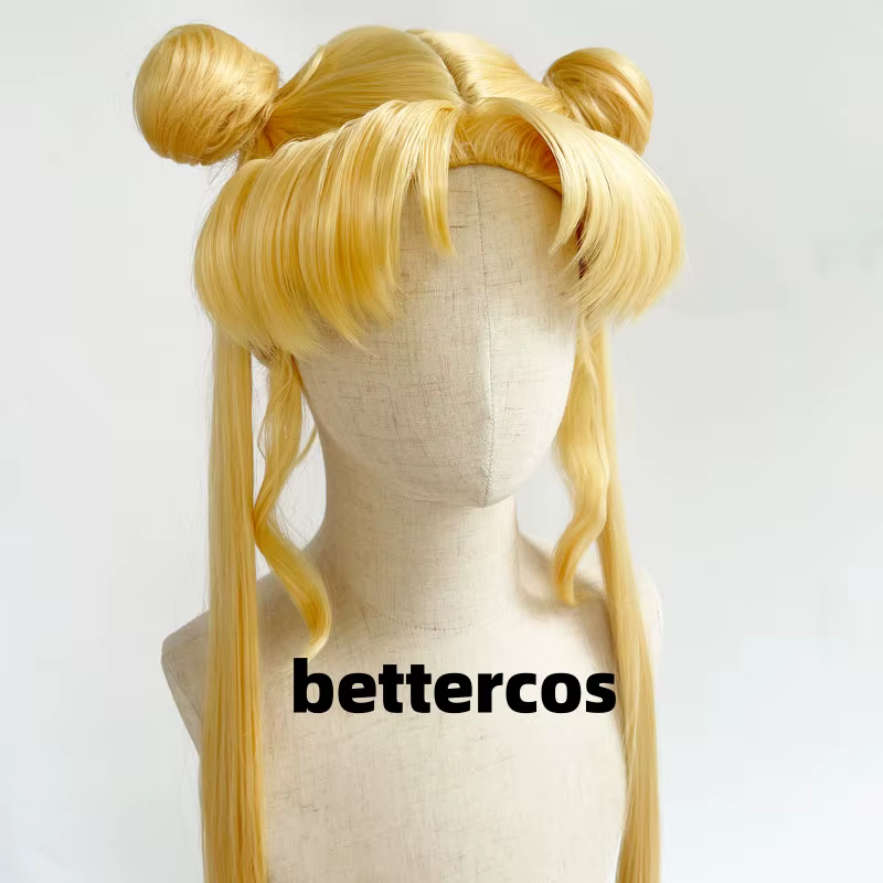 Serena Tsukino Usagi Cosplay perruque Annie 130 cm blond argent Double longue queue de cheval résistant à la chaleur