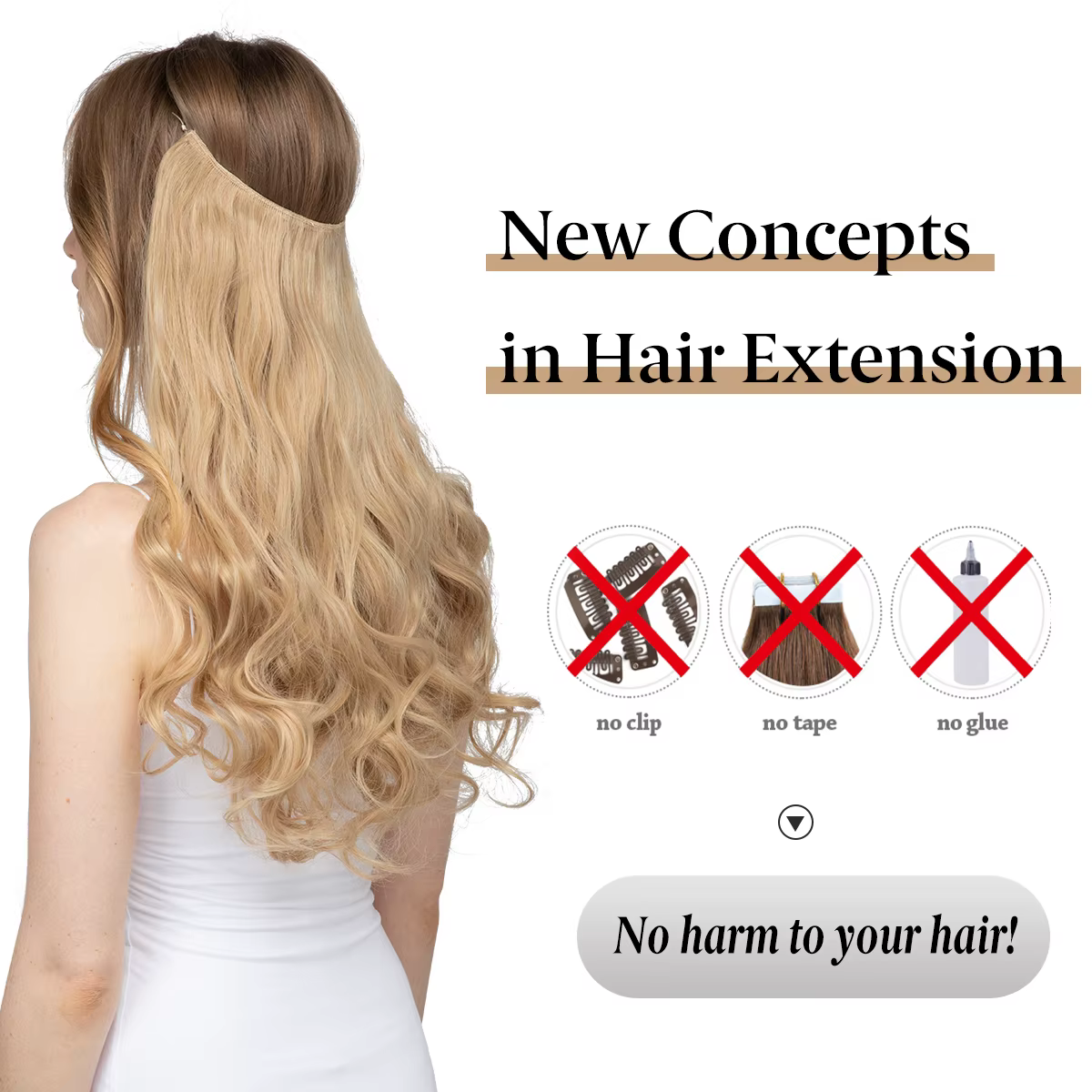Extensions capillaires synthétiques ondulées sans Clip