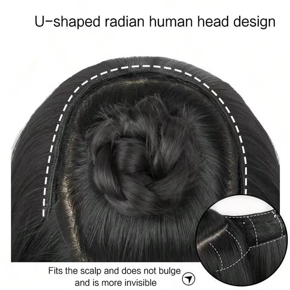 Extensions de cheveux synthétiques en forme de V à grandes ondulations pour femmes caucasiennes