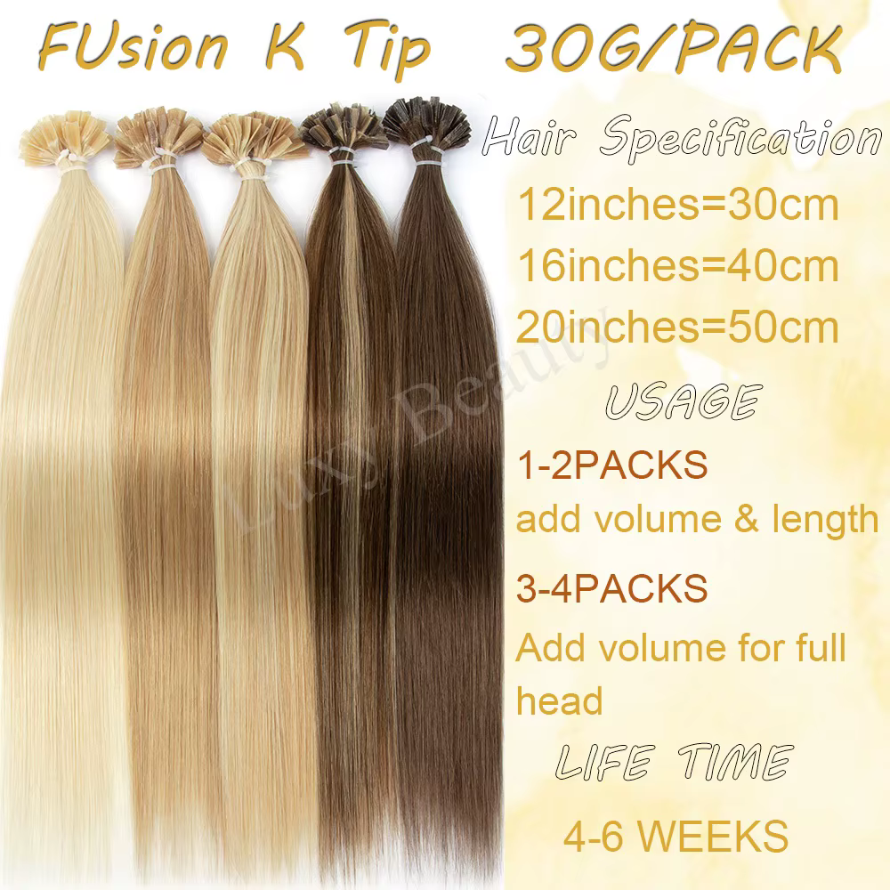 Extensions de cheveux de pointe d'ongle blonde