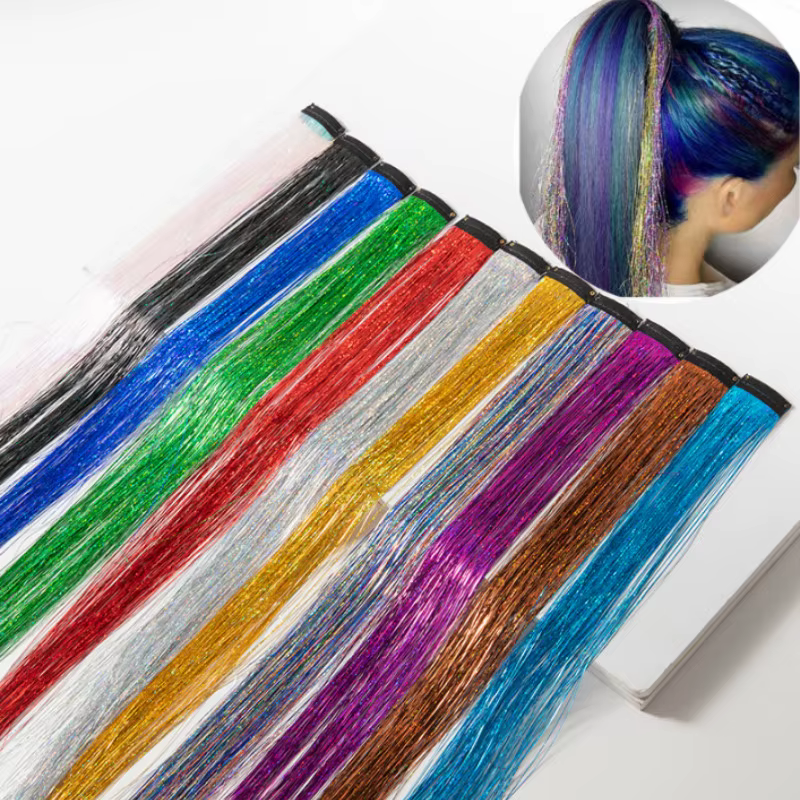 Extensions de cheveux scintillantes holographiques