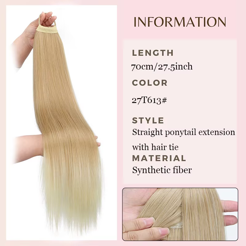 Extension de cheveux synthétiques longs et raides pour femmes