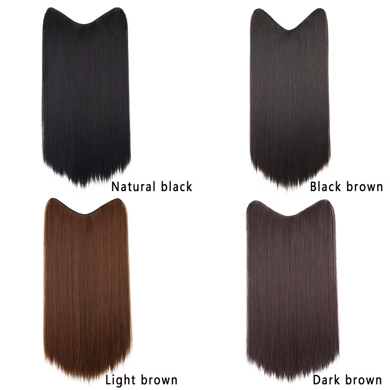 Extension de cheveux synthétique longue et droite de 24 pouces