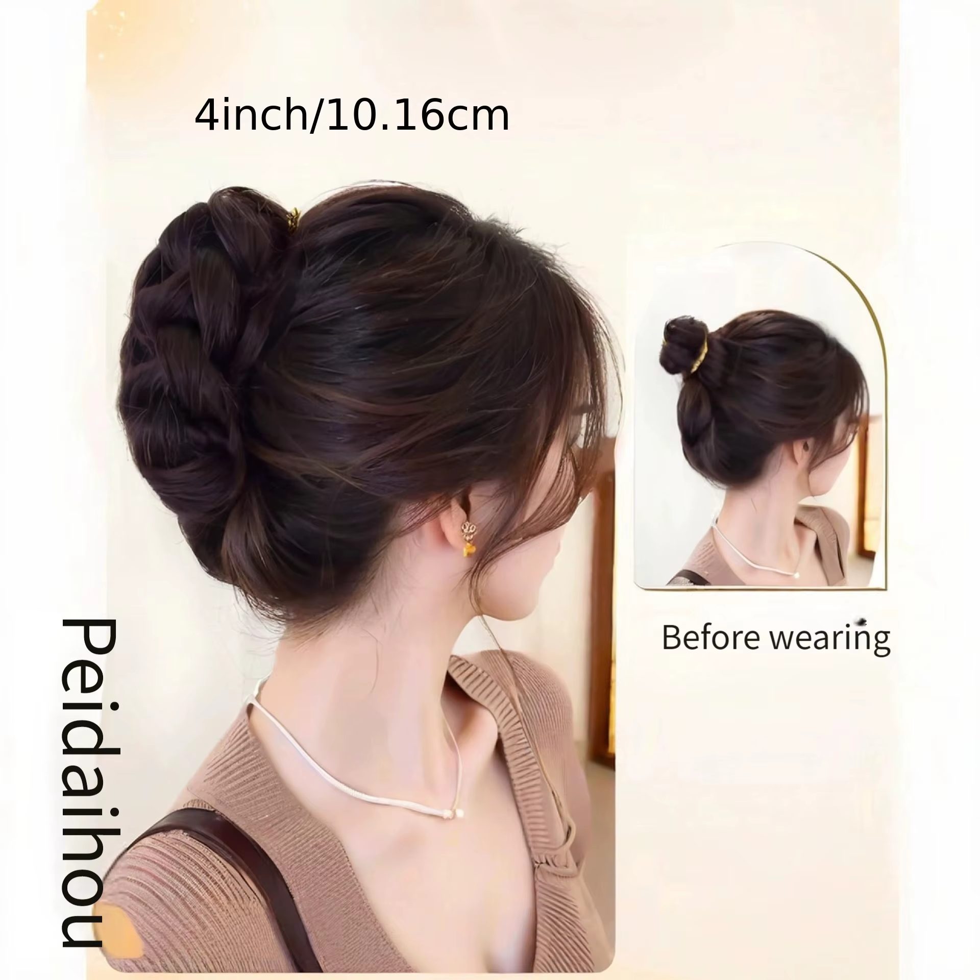 Perruque queue de cheval en fibre synthétique pour femme – comprend des styles à clipser pour petits pains et tresses