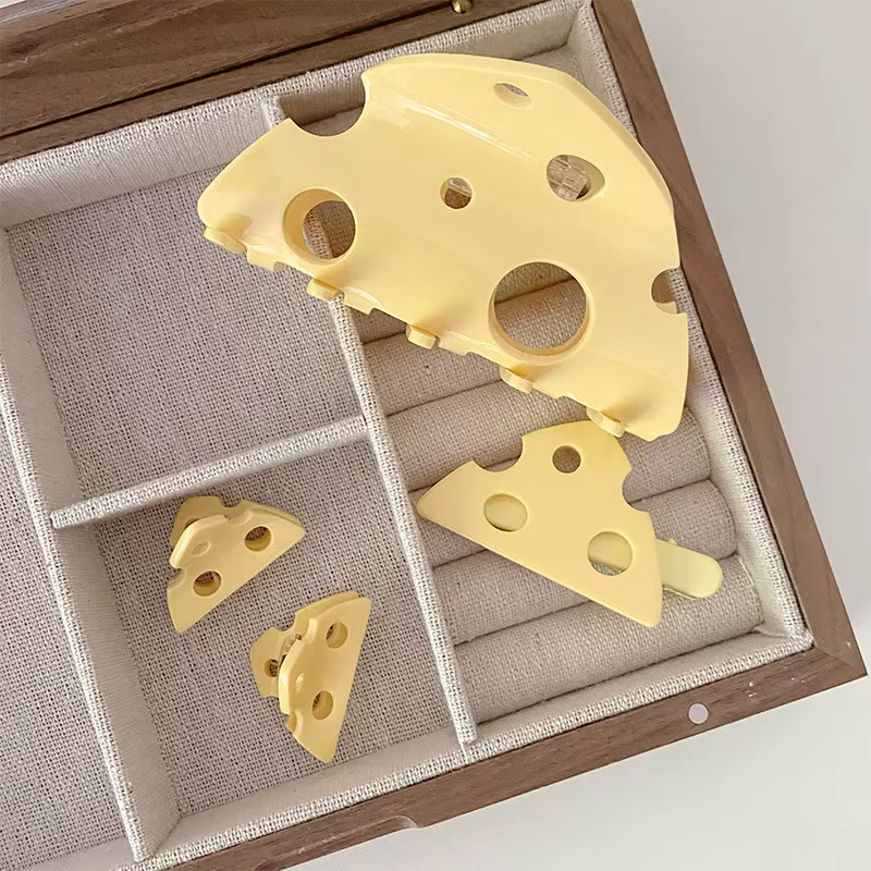 Pinces à cheveux en forme de fromage en acrylique
