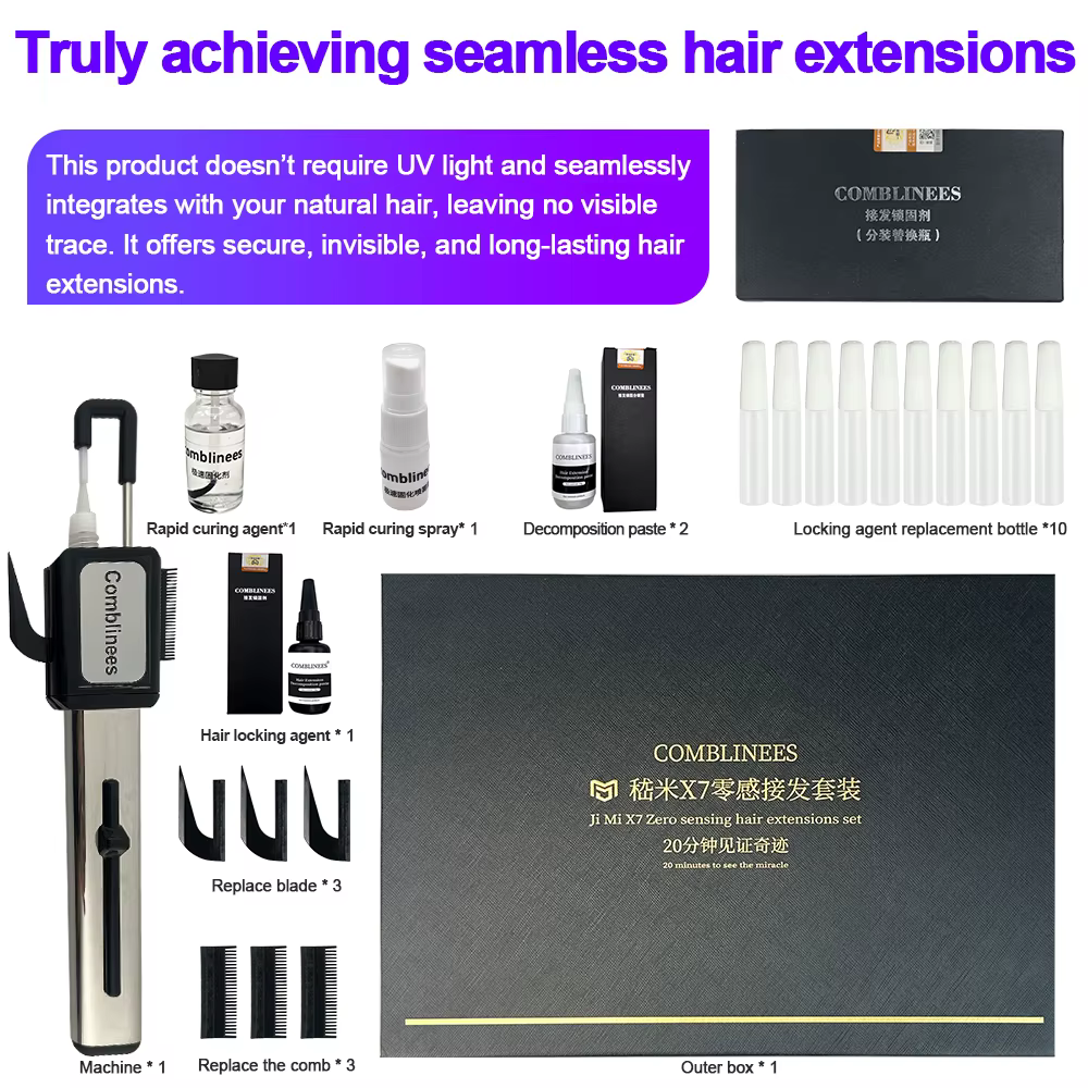 Comblinees P1 Kit d'extension de cheveux de Salon professionnel Gel de colle glacée liaison rapide sans lumière UV