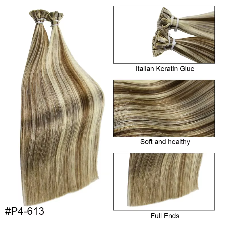 Extension de cheveux humains droits à pointe plate par Capsules de kératine de Fusion 0.8g/ 1g/brin 50pcs