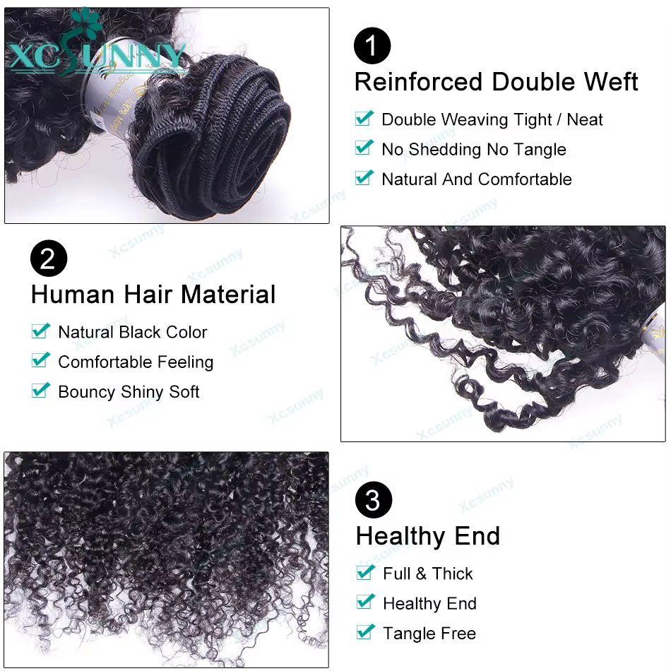 Bundles Kinky Curly Extensions de Cheveux Humains pour Femmes Noires