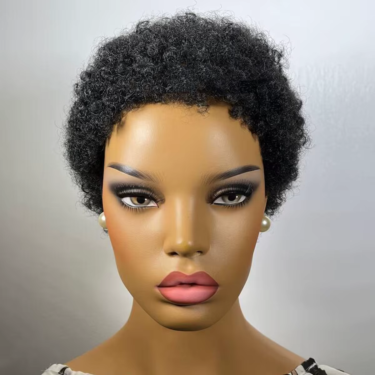 Perruque afro courte crépue sans colle pour femmes noires