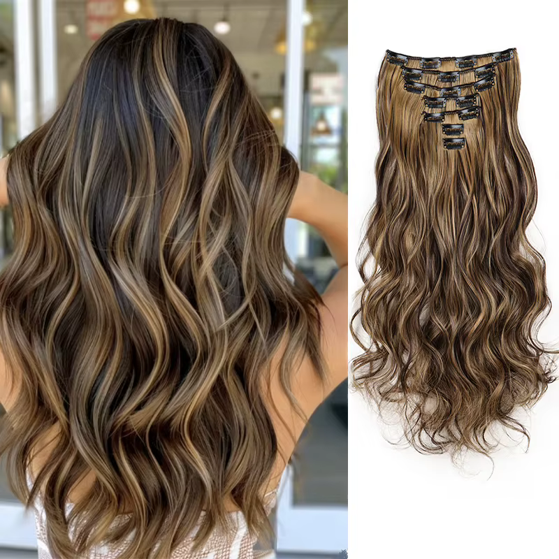 Extensions capillaires synthétiques longues bouclées à Clip