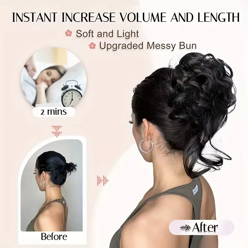 Chignon synthétique élégant bouclé en caoutchouc élastique
