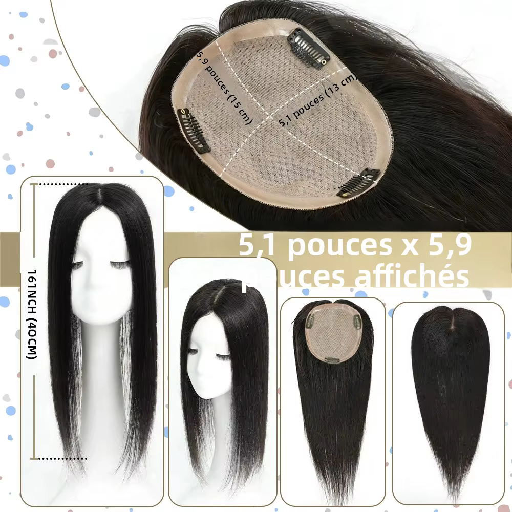 Europe cheveux humains Toppers pour femme cuir chevelu naturel soie Base Topper postiches pour Clips ins Extensions # 1b # 2 # 4 Haute qualité