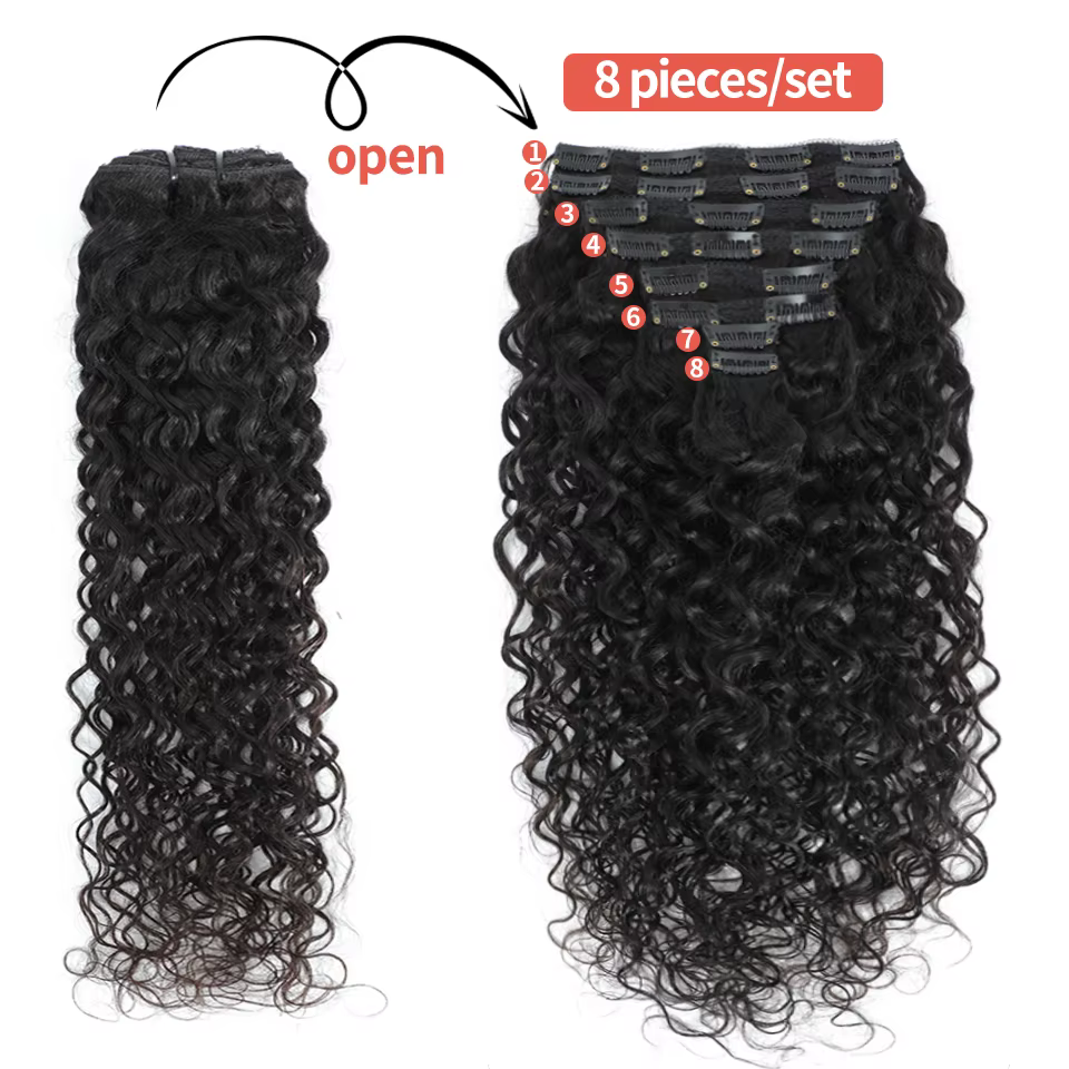 Extensions de cheveux bouclés à clipser pour femmes