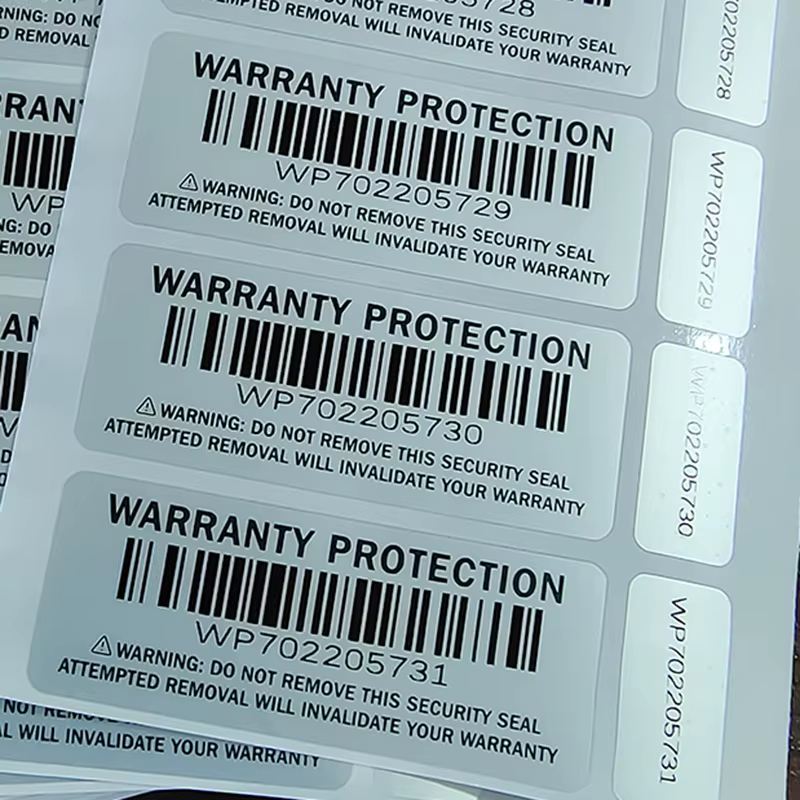100 paires d'autocollants de Protection de garantie en 2 parties, sceau de sécurité argenté, inviolables, étiquettes à Double numéroté primaire et secondaire