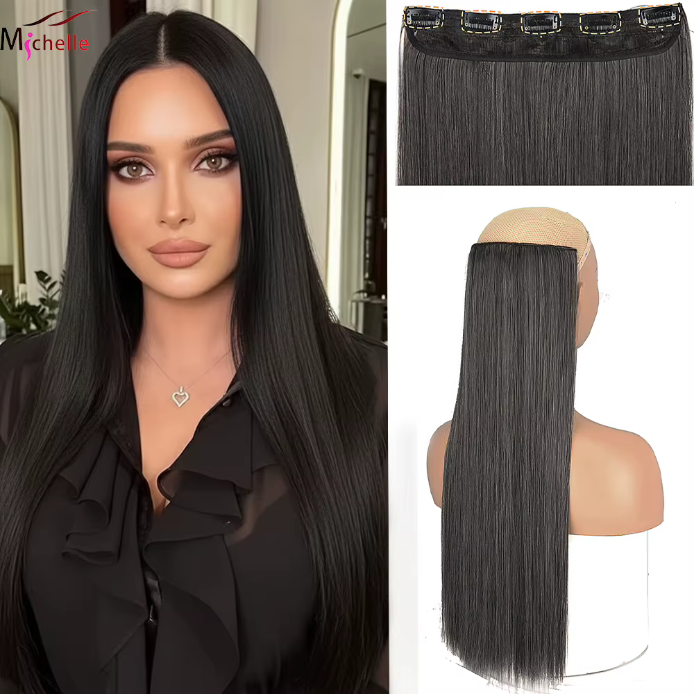 100% pince à cheveux humains dans les Extensions une pièce 5 Clips