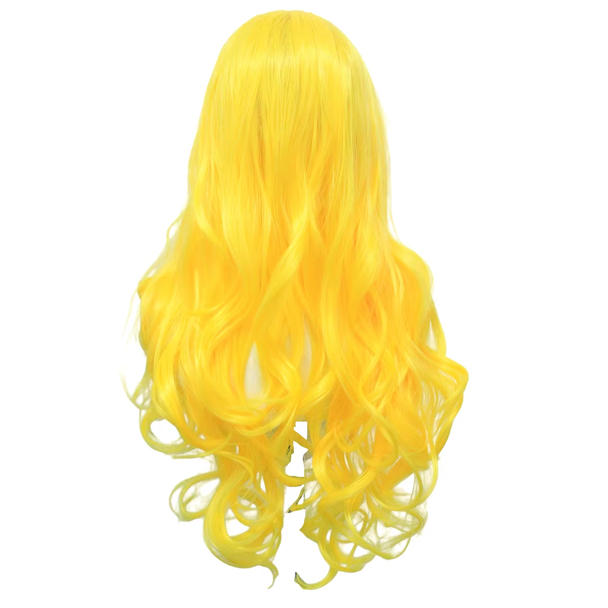 Perruque synthétique longue et bouclée jaune vif pour femme