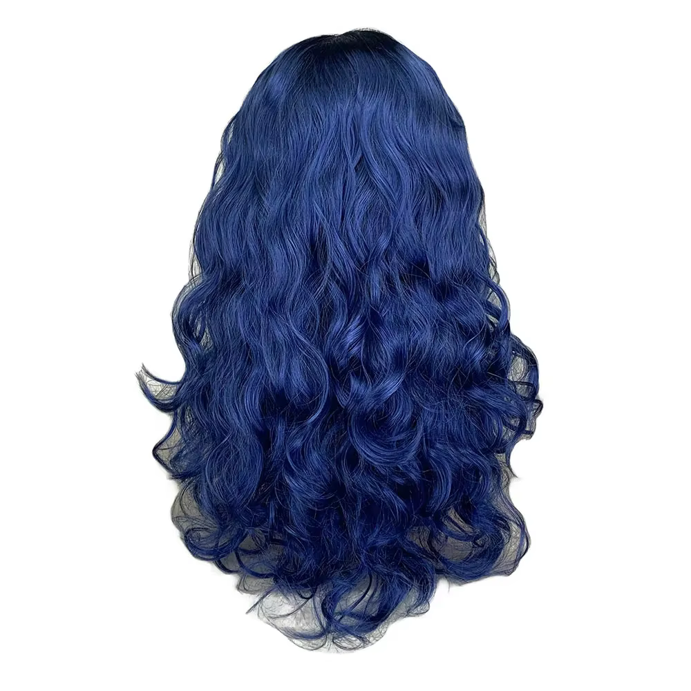 Perruque synthétique longue ondulée bleue Anime Descendants 2 Evie