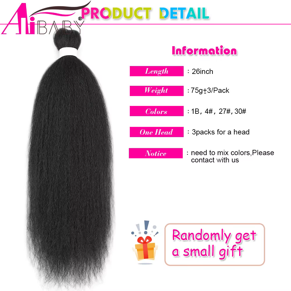 Alibaby 26 pouces Vixen cheveux paquets synthétiques Yaki droite Crochet Extensions