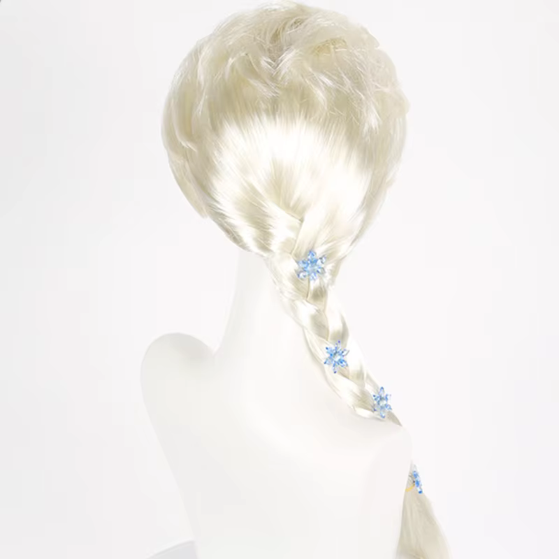 Ensemble de perruques tressées de 70cm de long avec couronne et baguette magique