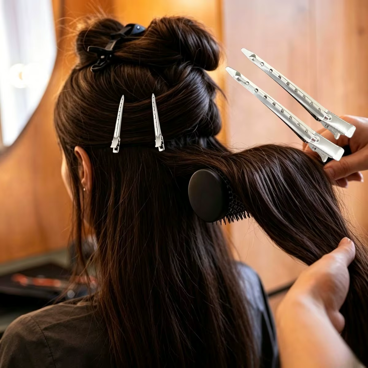 10 pinces à cheveux en métal pour salon de coiffure
