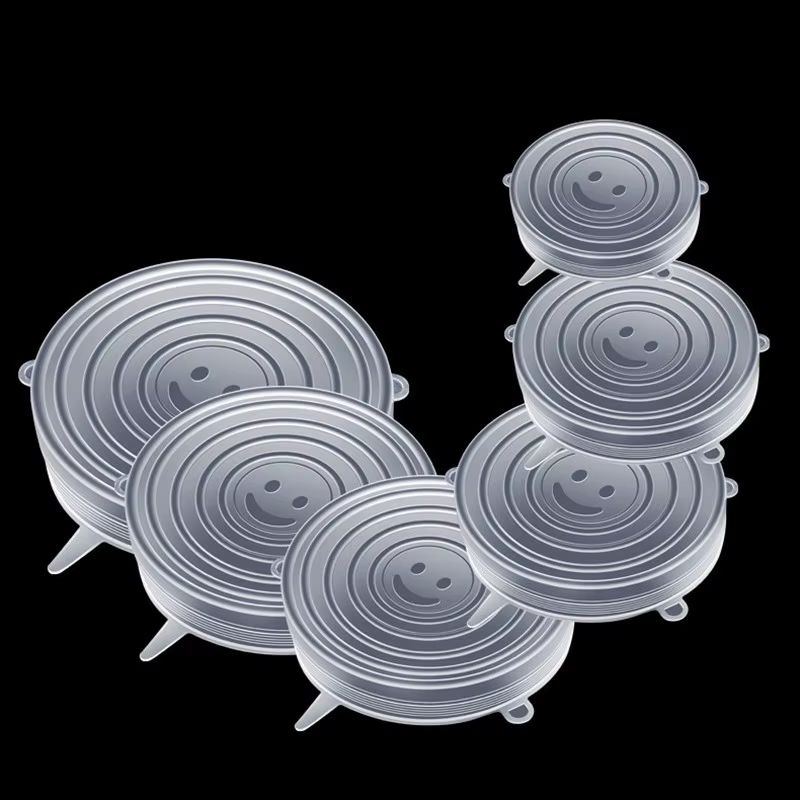 Couvercles extensibles en Silicone pour la cuisine, 6 pièces, couvercles alimentaires pour micro-ondes, bouchons de bol, couvercle élastique en Silicone, couvercles universels adaptables