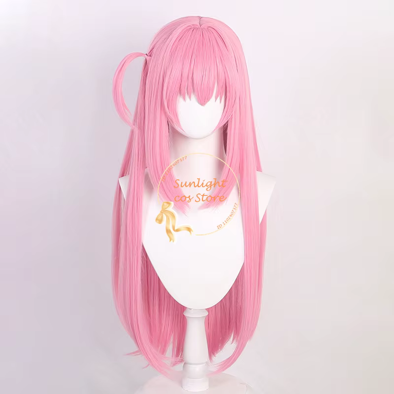 Haute qualité 80 cm Gotou Hitori Cosplay perruque Anime Cosplay rose cuir chevelu cheveux résistant à la chaleur perruques synthétiques en Stock + bonnet de perruque