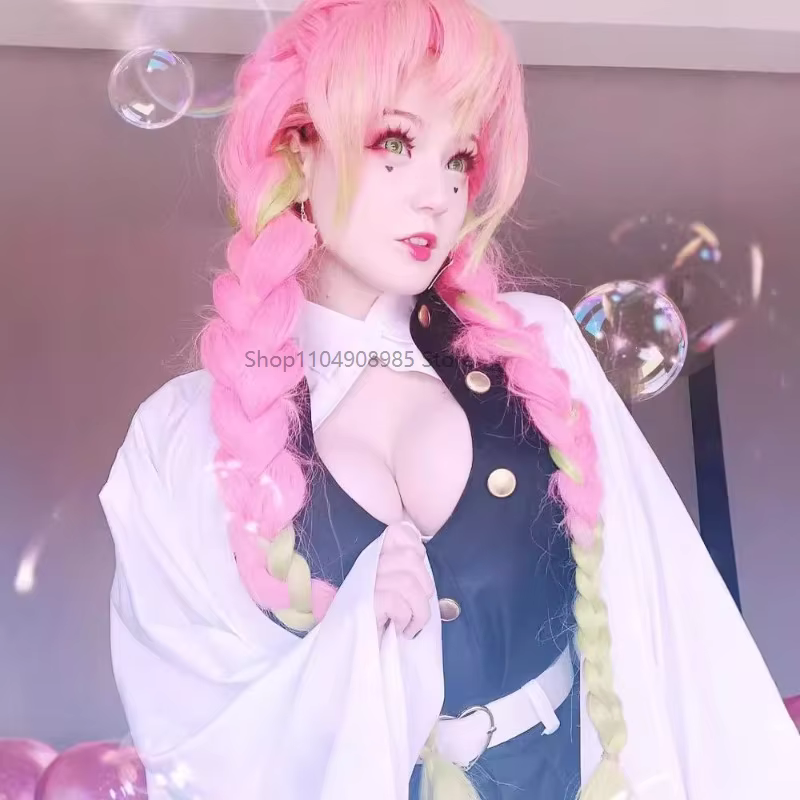 Perruque de Cosplay rose et verte