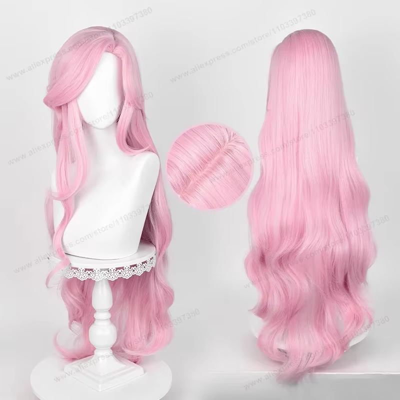 Fluttershy Cosplay perruque cheveux synthétiques unisexe 100 cm longue vague bouclée rose femmes