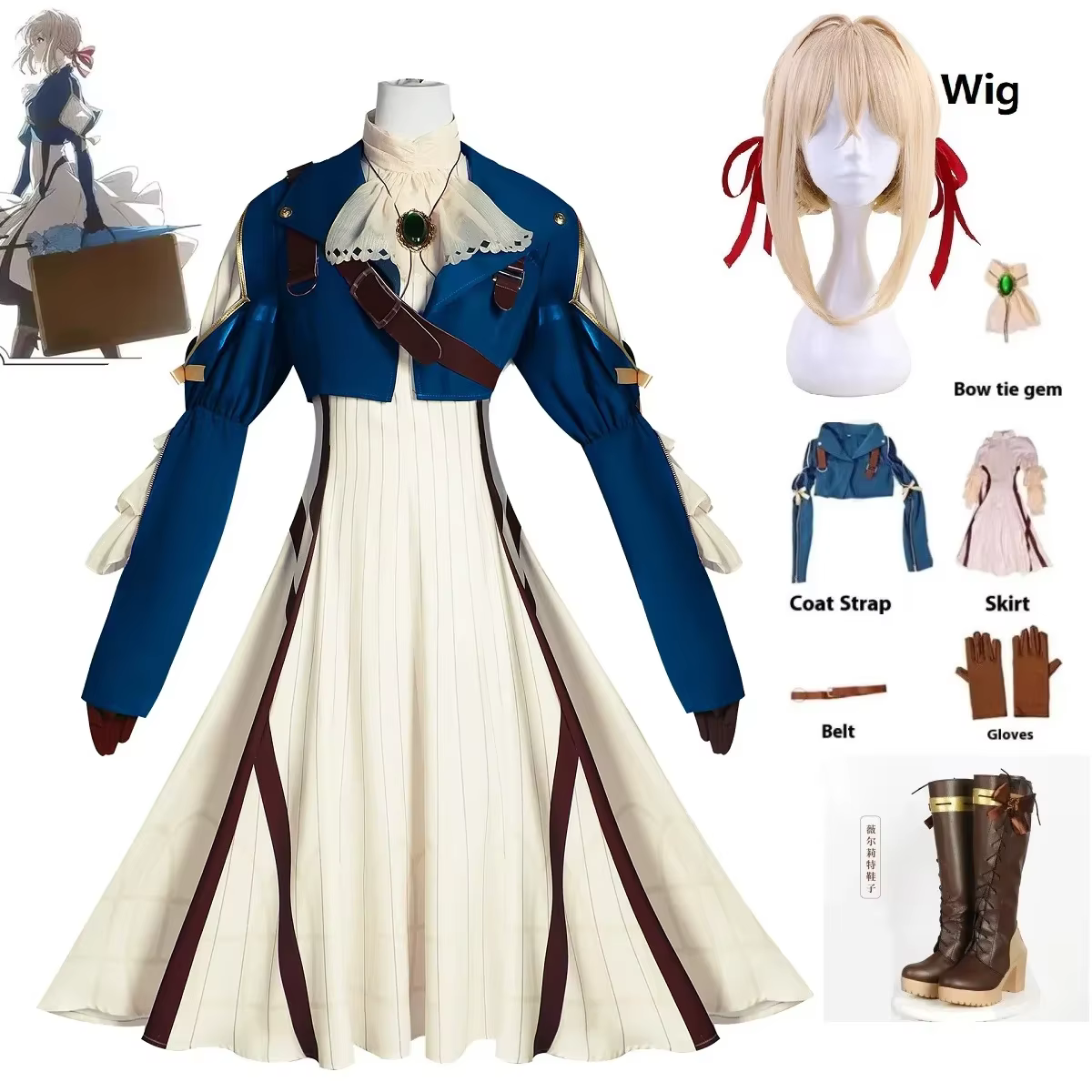 Perruque de Costume de Cosplay Anime Violet Evergarden