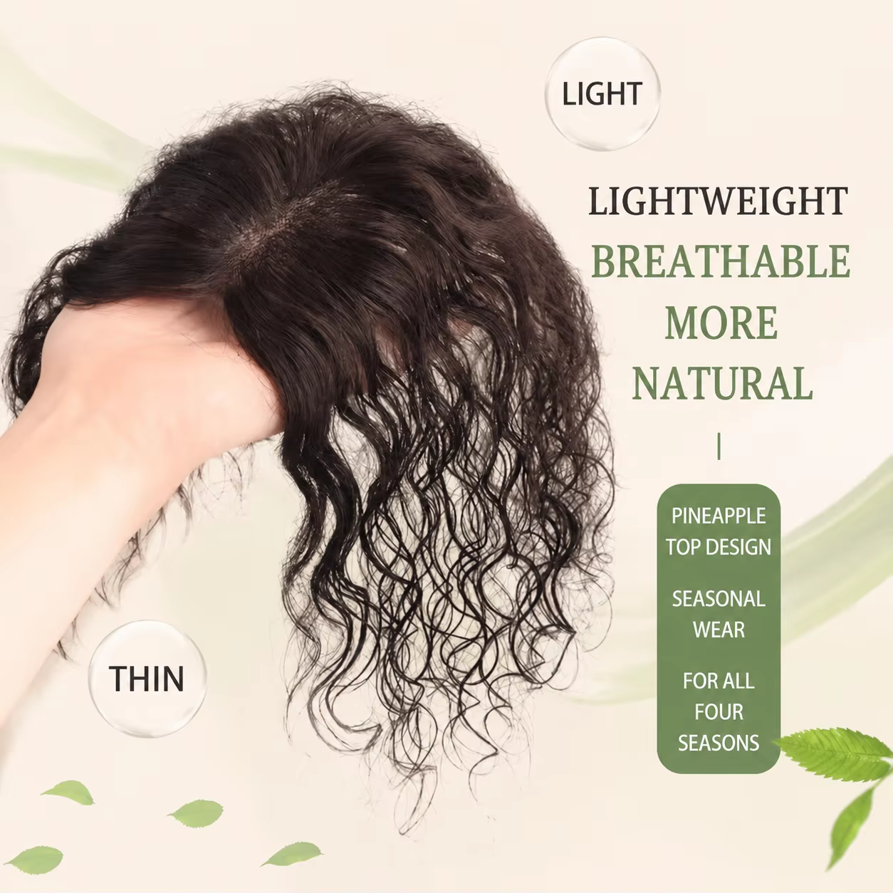 Topper de cheveux humains bouclés pour femmes
