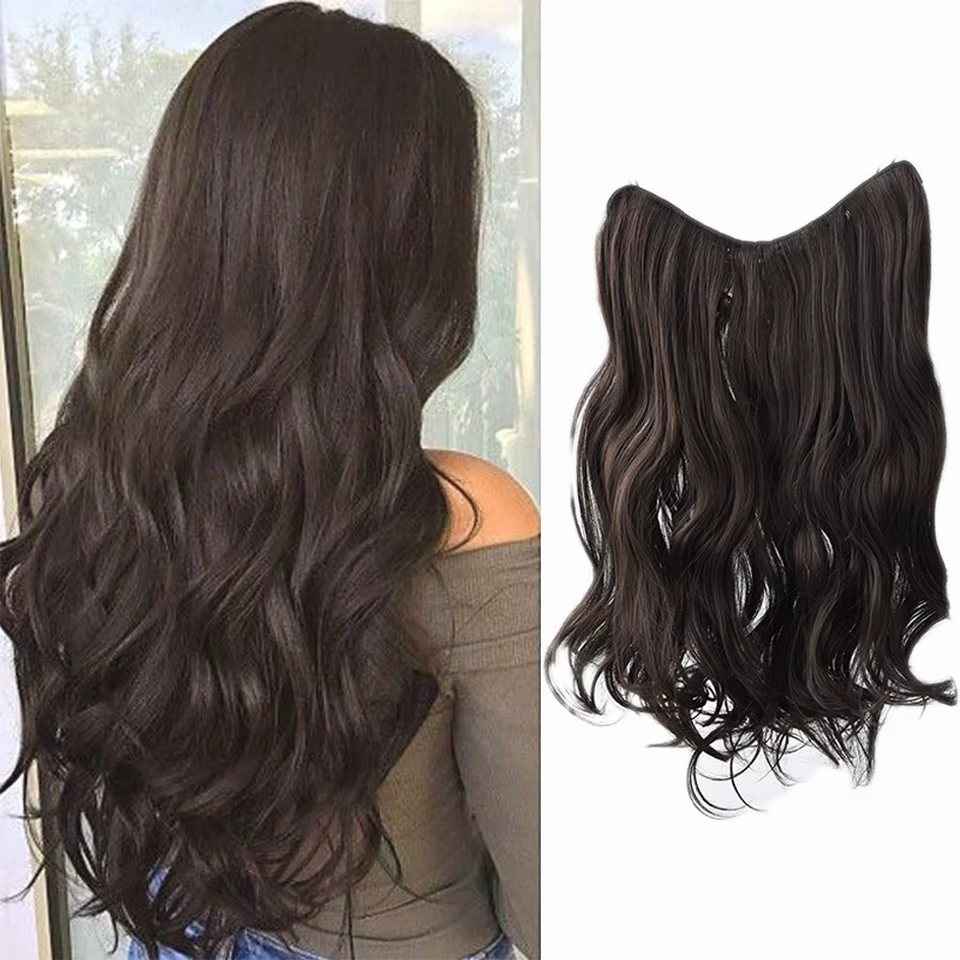 Extensions de cheveux à grande vague en forme de V en Fiber synthétique de 24 pouces pour les femmes caucasiennes