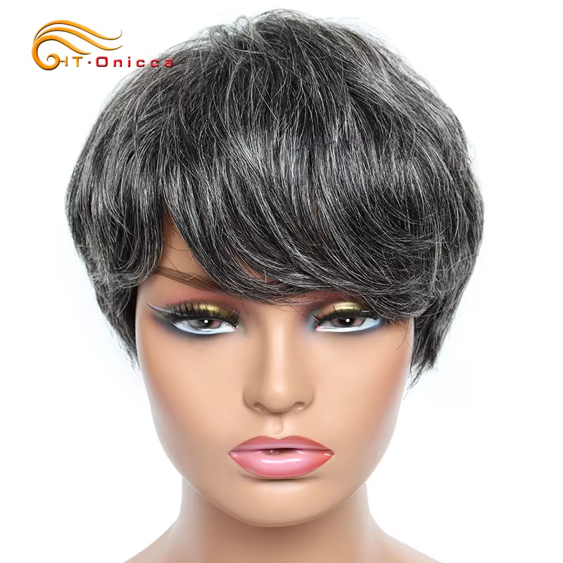 Perruques de cheveux humains bon marché courte Bob coupe lutin perruque