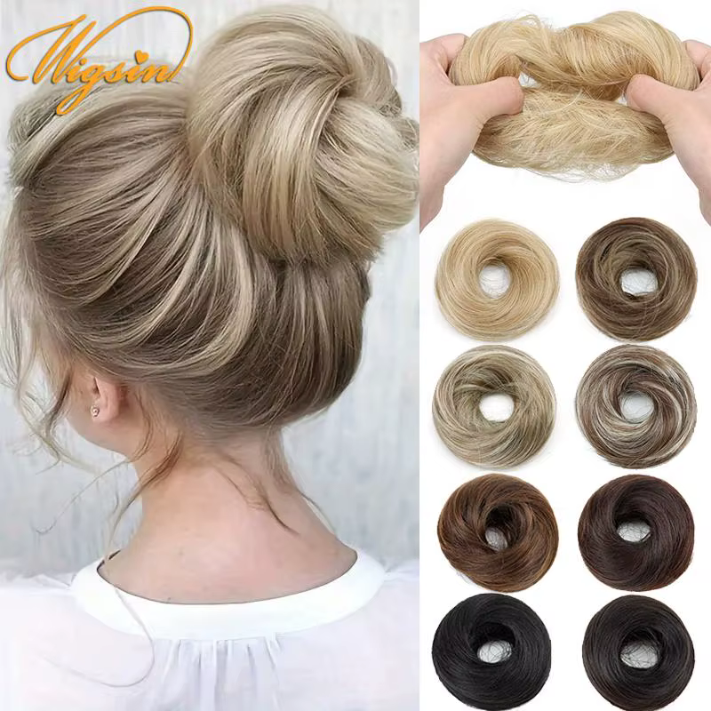 Chignon synthétique avec élastique pour femmes