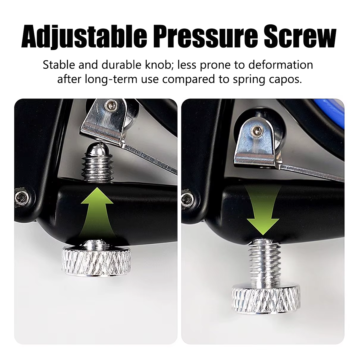 Alice A007N-A Capodastre à roulettes pour guitare – 3 couleurs (noir/blanc/argent), 31g, alliage d'aluminium, coussinet en silicone, pression réglable
