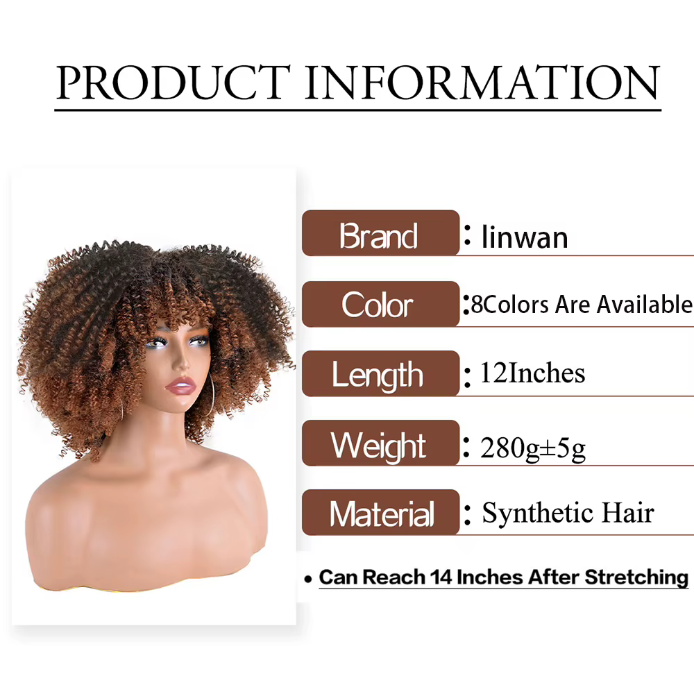 Perruques Afro Synthétiques Courtes pour Femmes Noires
