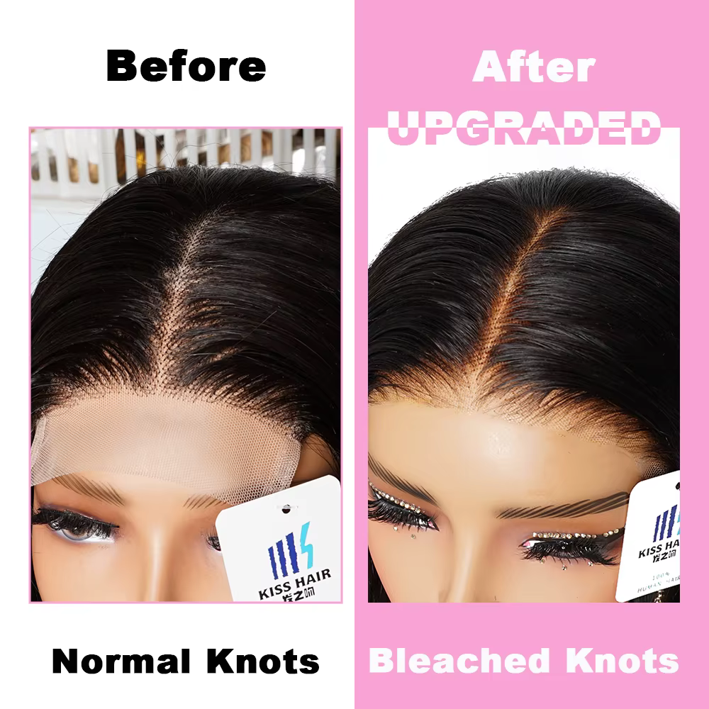 Perruque Lace Front 6*4 avec Nœuds Blanchis