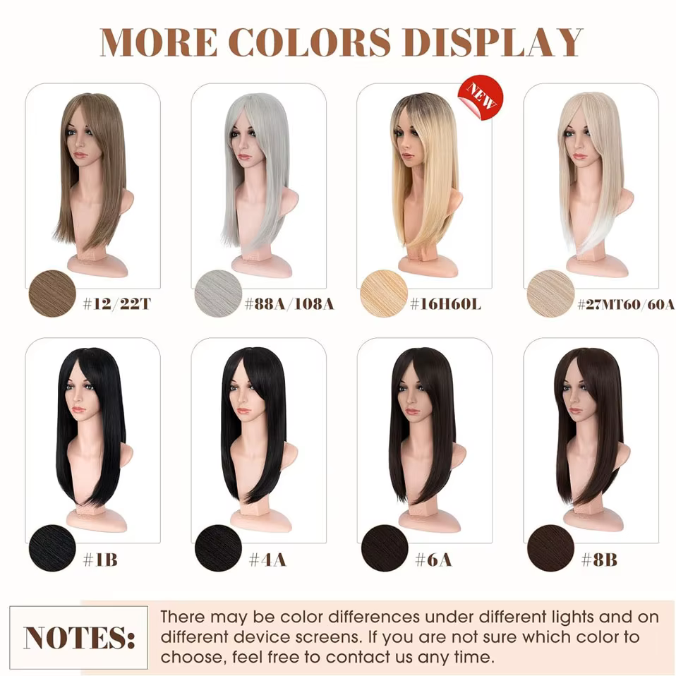 Extensions capillaires synthétiques lisses de 18 pouces avec frange pour femmes