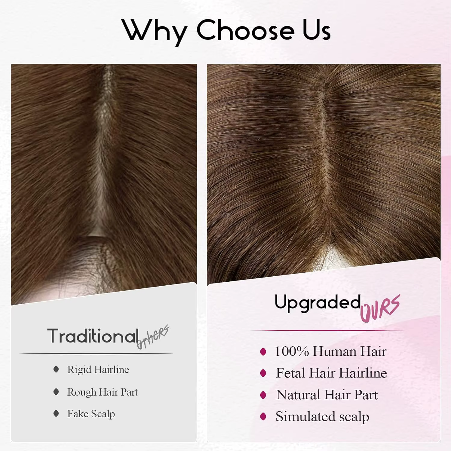 Extensions de cheveux humains blonds mélangés bruns avec frange