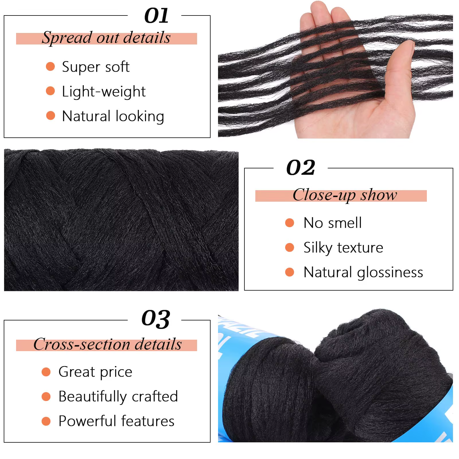 Extensions de cheveux synthétiques à tresser