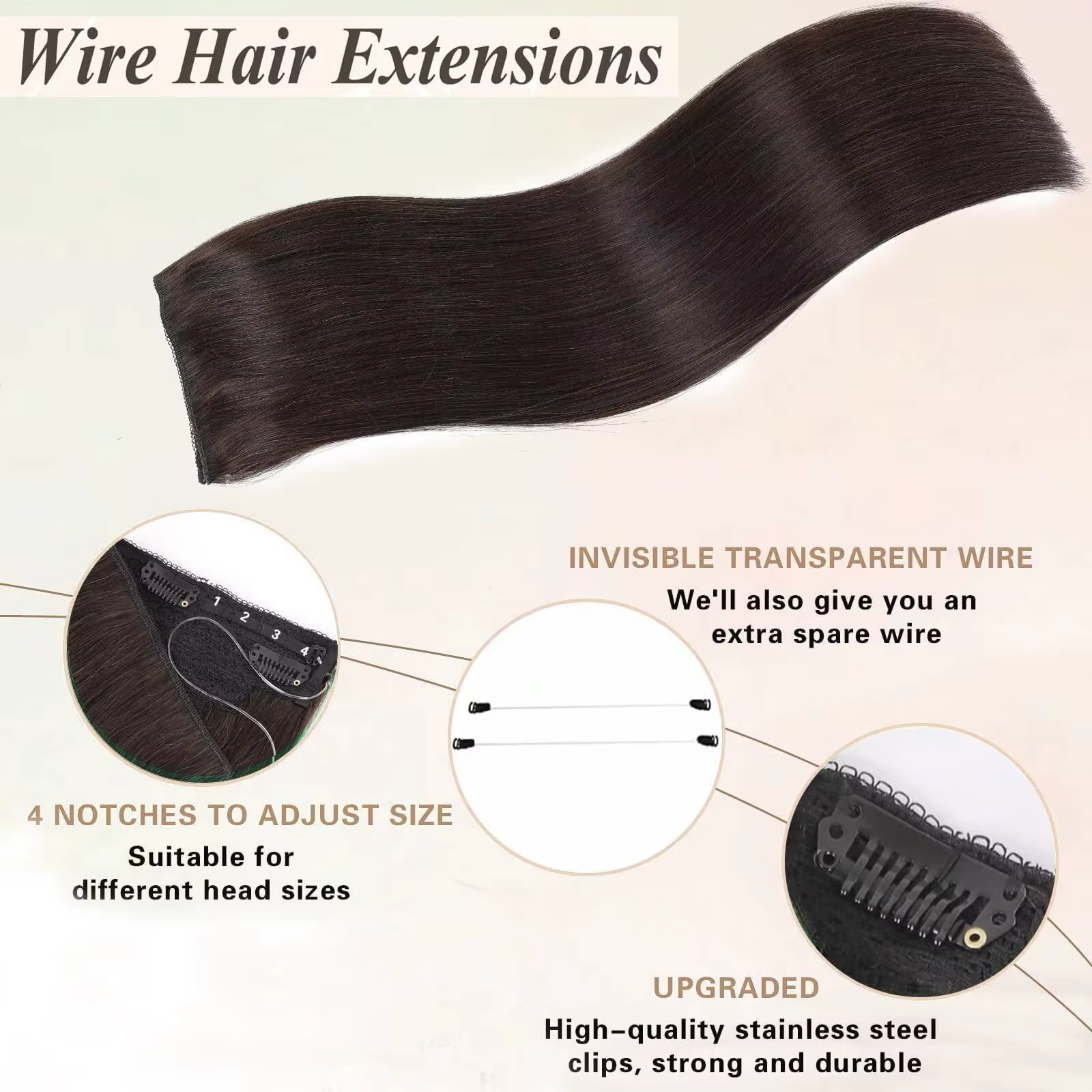 Extensions de cheveux à fil invisible